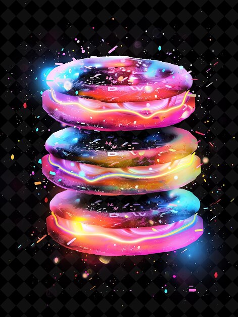 Fluorescent Sugar Cookie Sandwich Arranged With Fragmented C Neon Color Food Drink Y2K Collection