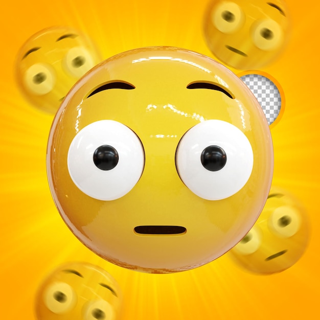 PSD flushed face 3d rendering emoji