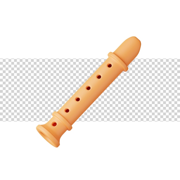 PSD flute 3d rendering icon for website or app or game fun and simple flute