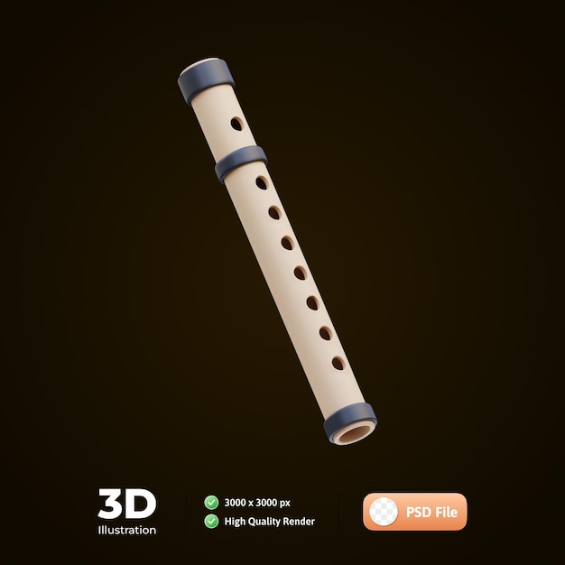 PSD flute music tools 3d illustration