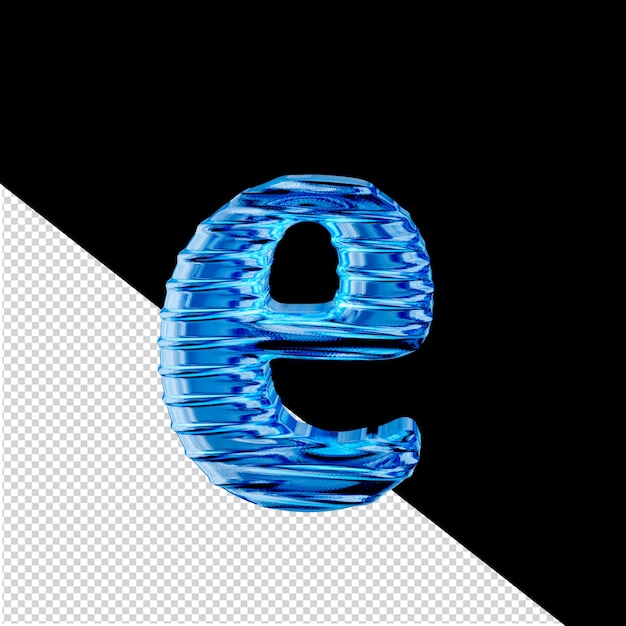 Fluted blue ice 3d symbol. letter e