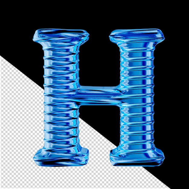 PSD fluted blue ice 3d symbol. letter h