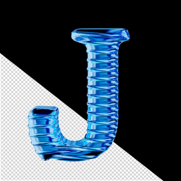 Fluted blue ice 3d symbol. letter j