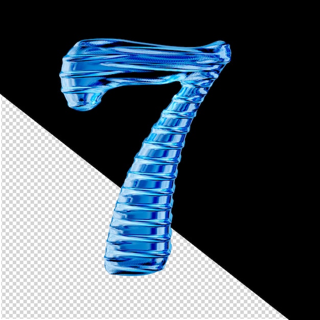 Fluted blue ice 3d symbol. number 7