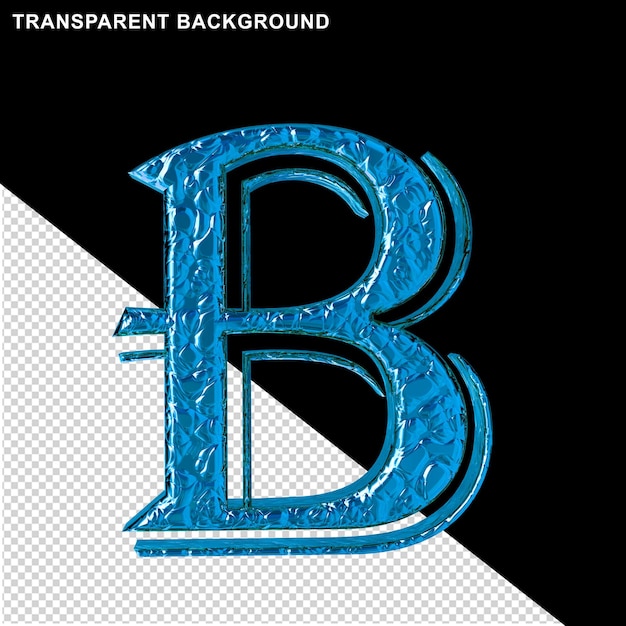 PSD Рифленые синие буквы, вид спереди, буква b