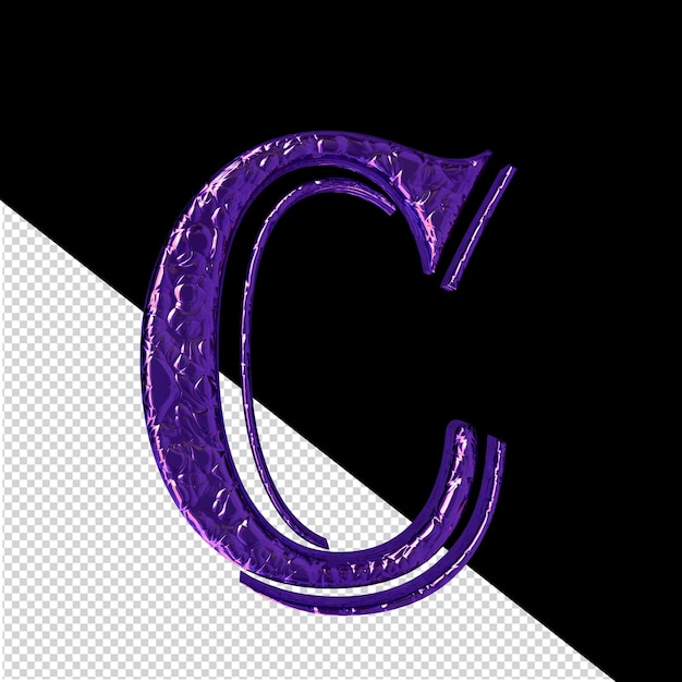 Fluted dark purple 3d symbol front view letter c