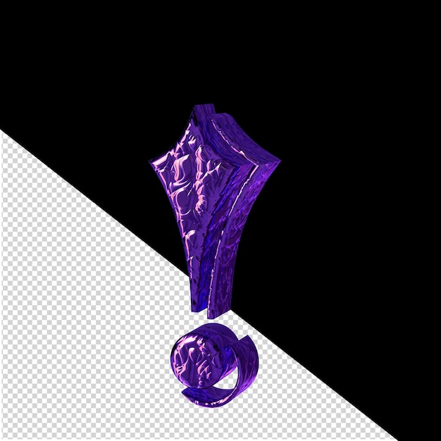 PSD Рифленый темно-фиолетовый 3d символ, вид справа