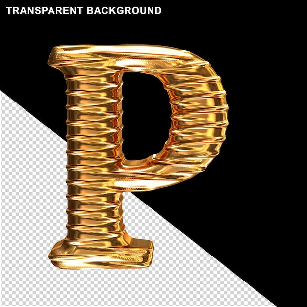 Fluted gold letter p