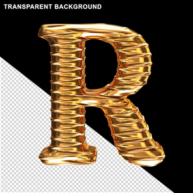 Fluted gold letter r