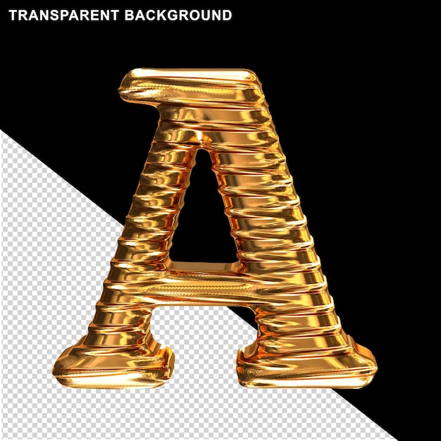 PSD fluted gold letter a