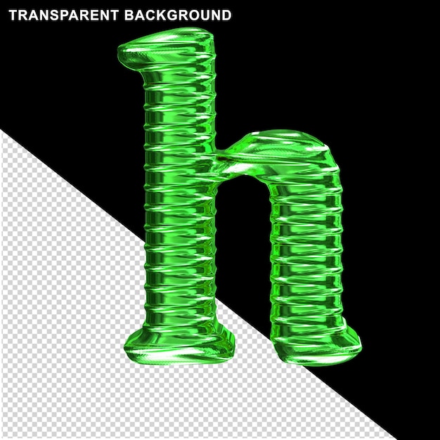 PSD fluted green letter h