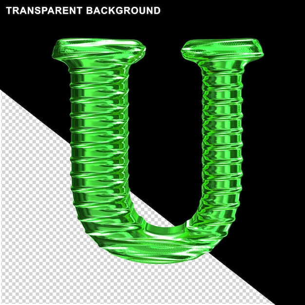 Fluted green letter u