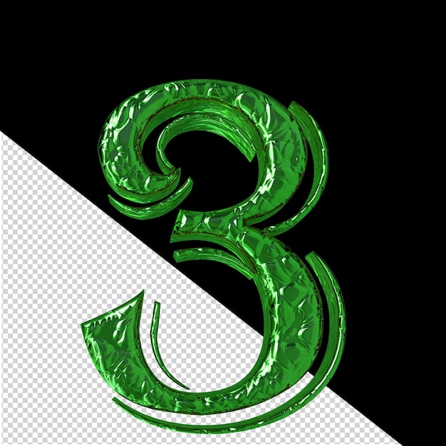 Fluted green symbol front view number 3