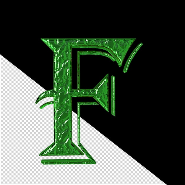 PSD fluted green symbol front viewletter f