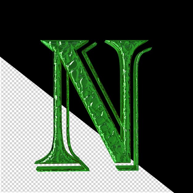 fluted green symbol front viewletter n