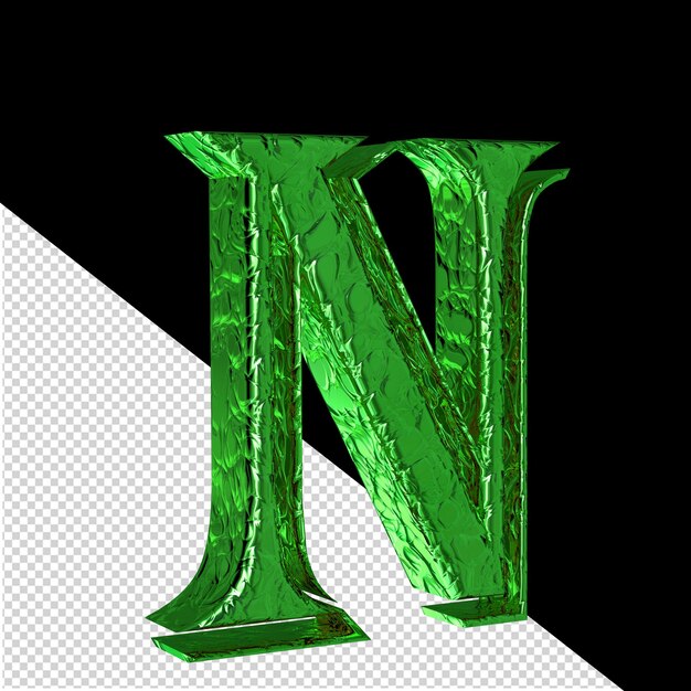 fluted green symbol left side view letter n
