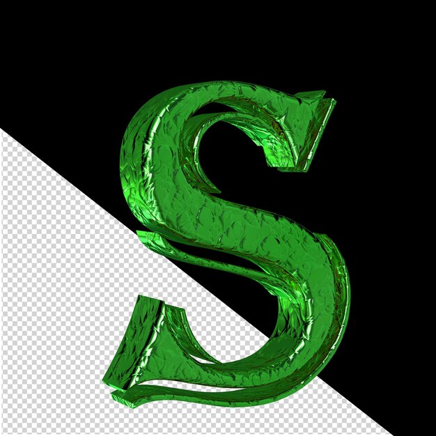 Fluted green symbol left side view letter s