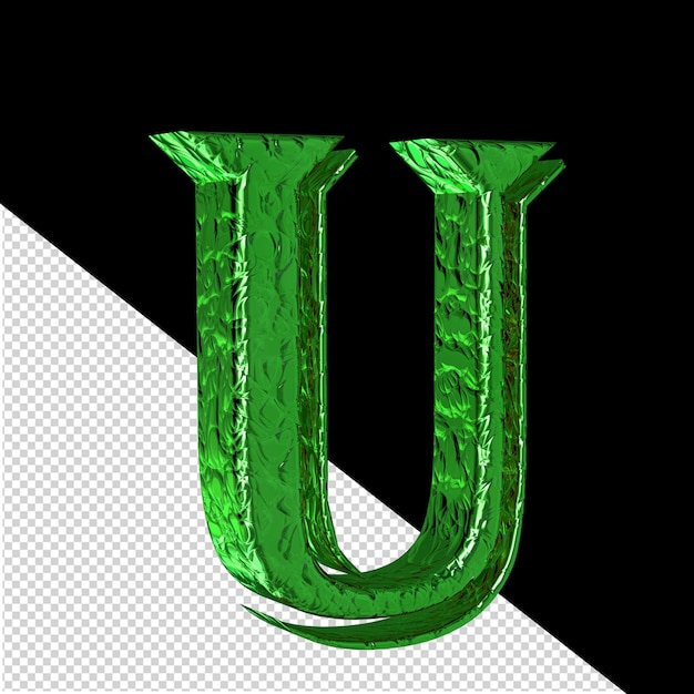 PSD fluted green symbol left side view letter u