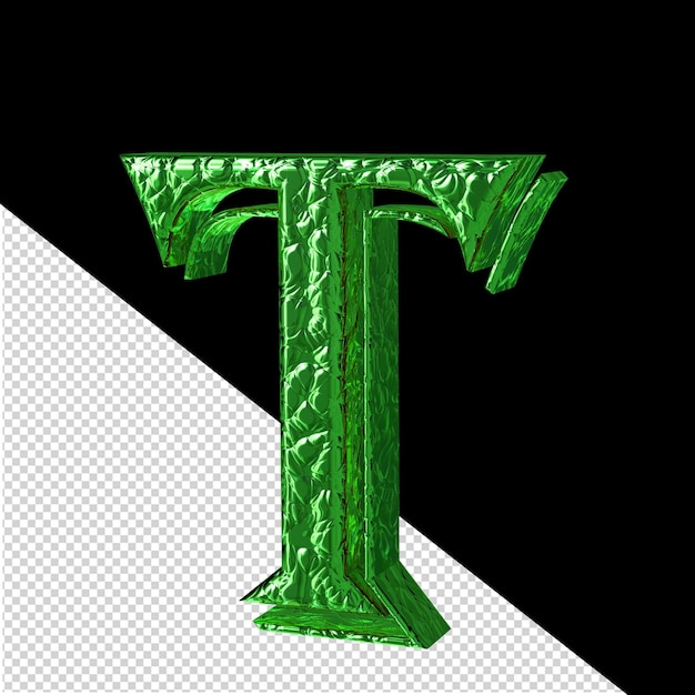 fluted green symbol right side view letter t
