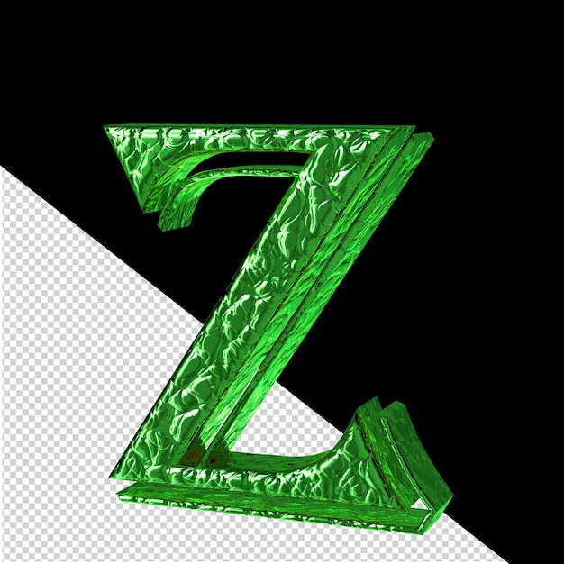 PSD fluted green symbol right side view letter z