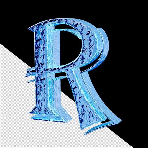 PSD fluted ice 3d symbol right side view letter r