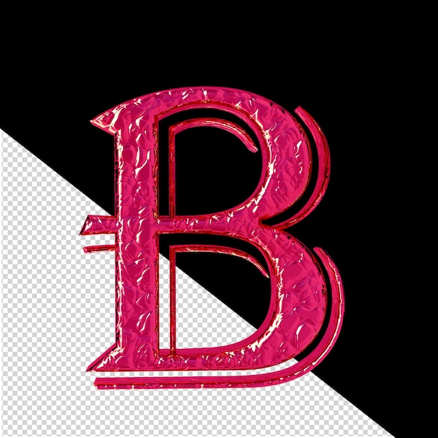 PSD fluted pink 3d symbol front view letter b