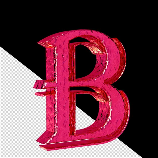 PSD fluted pink 3d symbol left side view letter b