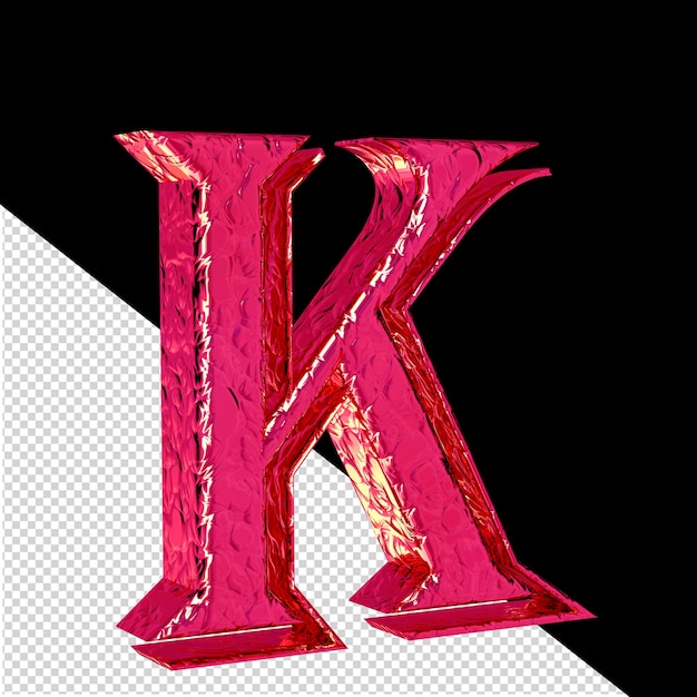 Fluted pink 3d symbol left side view letter k