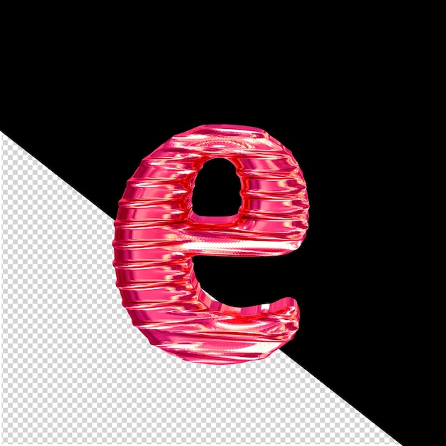 Fluted pink 3d symbol letter e