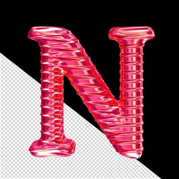 PSD fluted pink 3d symbol letter n