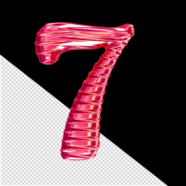 PSD fluted pink 3d symbol number 7