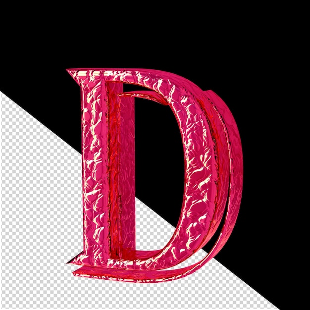 Fluted pink 3d symbol right side view letter d