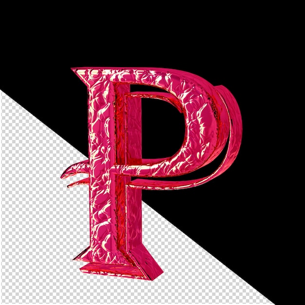 PSD fluted pink 3d symbol right side view letter p