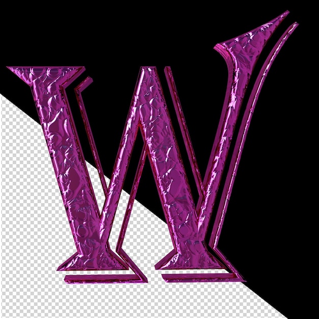 PSD fluted purple symbol letter w