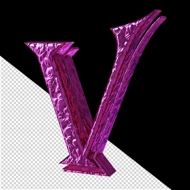 PSD Рифленый фиолетовый символ, вид справа, буква v