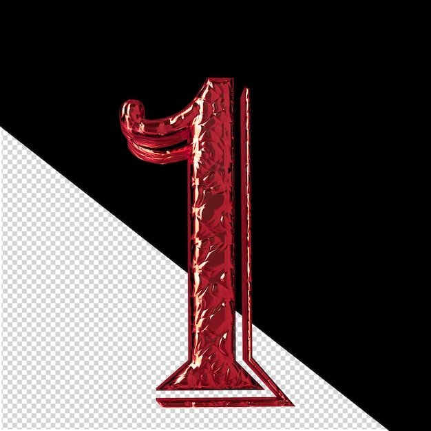 Fluted red 3d symbol front view number 1