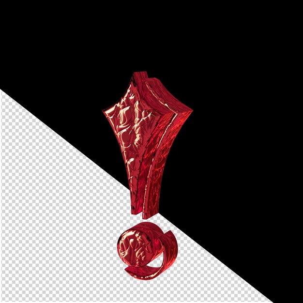 PSD vista frontale del simbolo 3d rosso scanalato