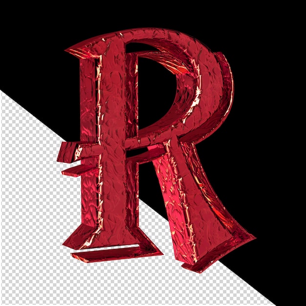 Fluted red 3d symbol left side view letter r