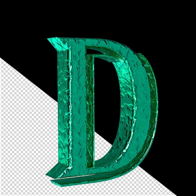 PSD 溝付きターコイズ 3 d シンボル左側ビュー文字 d