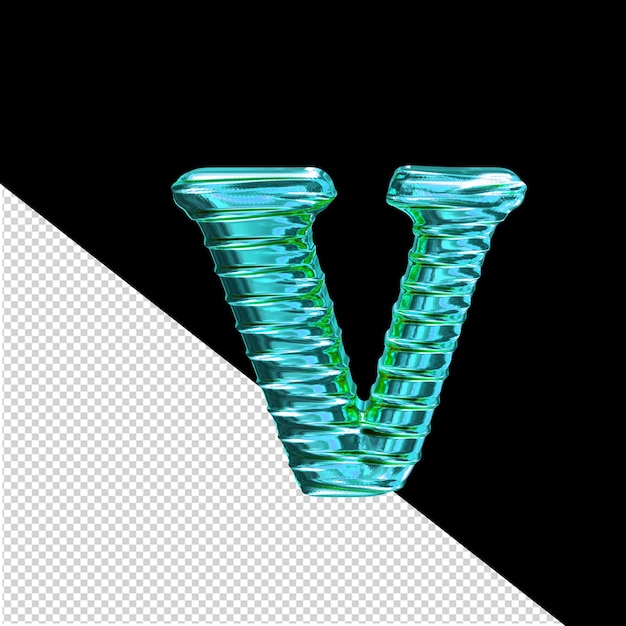 Fluted turquoise symbol letter v