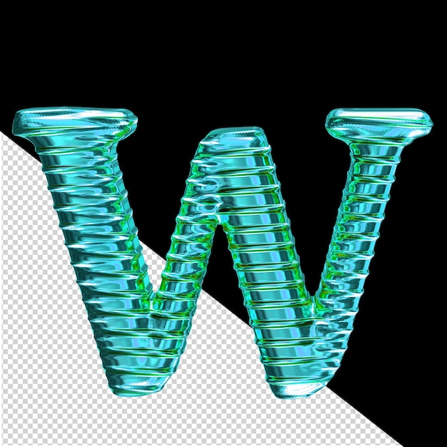 Fluted turquoise symbol letter w