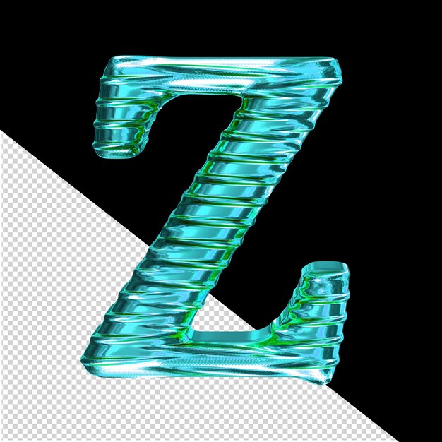 PSD fluted turquoise symbol letter z