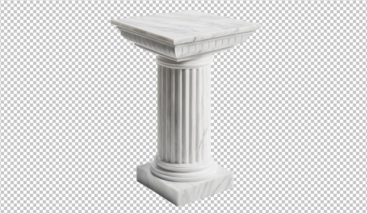 PSD fluted white marble pedestal with smooth polished design