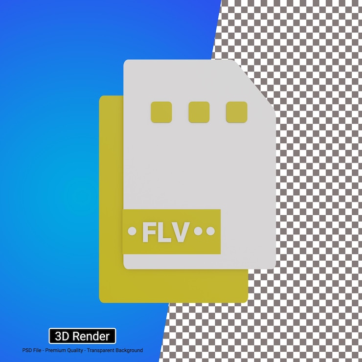 PSD flv format file icon 3d illustration