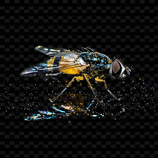 PSD a fly is swimming in the water with bubbles