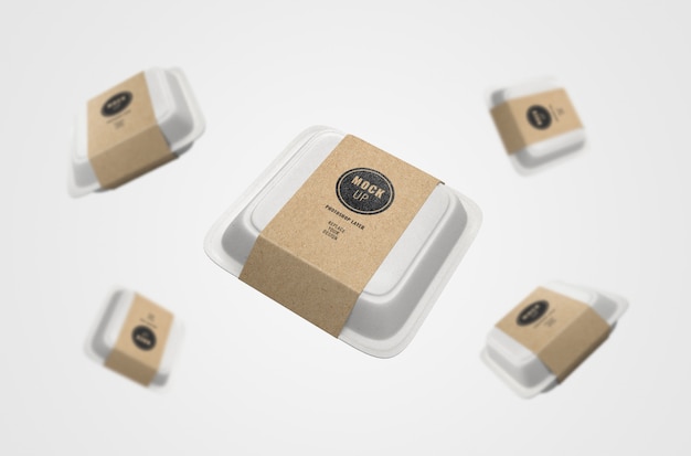 PSD fly paper food box advertising mockup