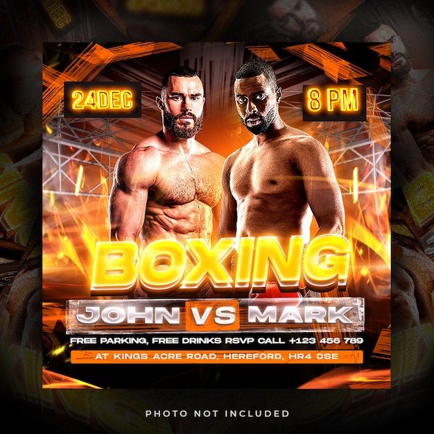 PSD flyer boxing post and story premium psd