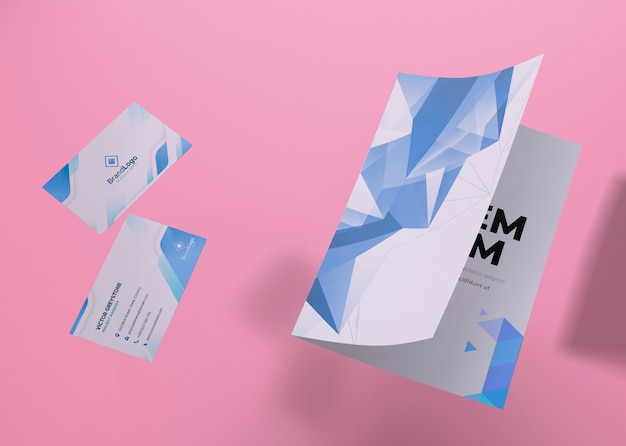 Flyer and card brand company business mock-up paper