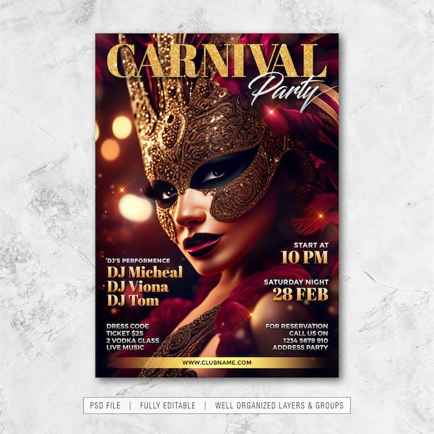 PSD flyer carnival party psd template