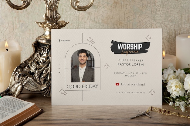 PSD flyer on church context mockup